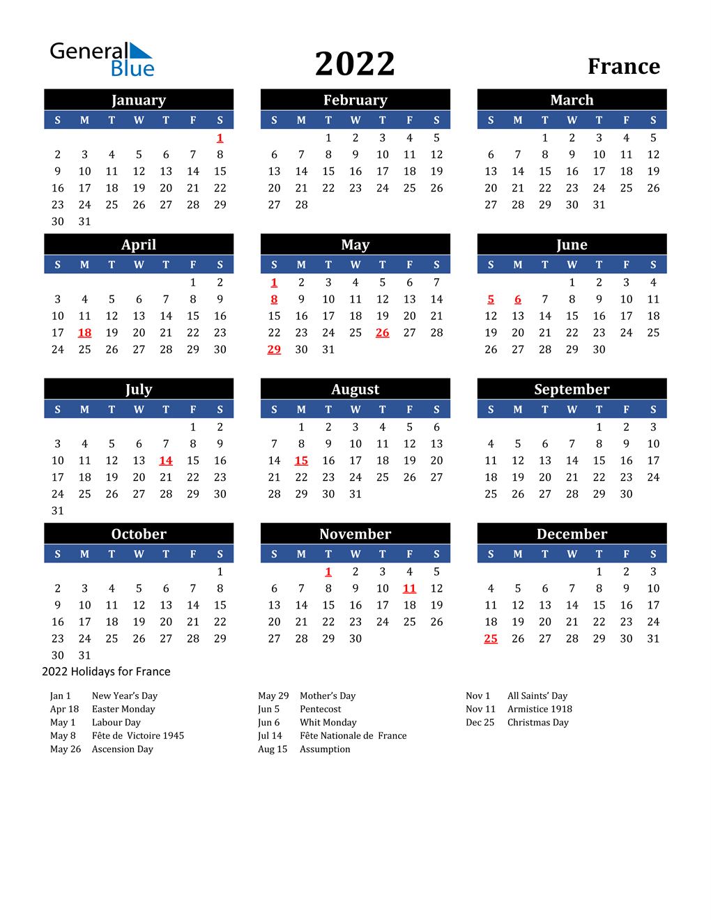 Universal Rescission Calendar For 2022