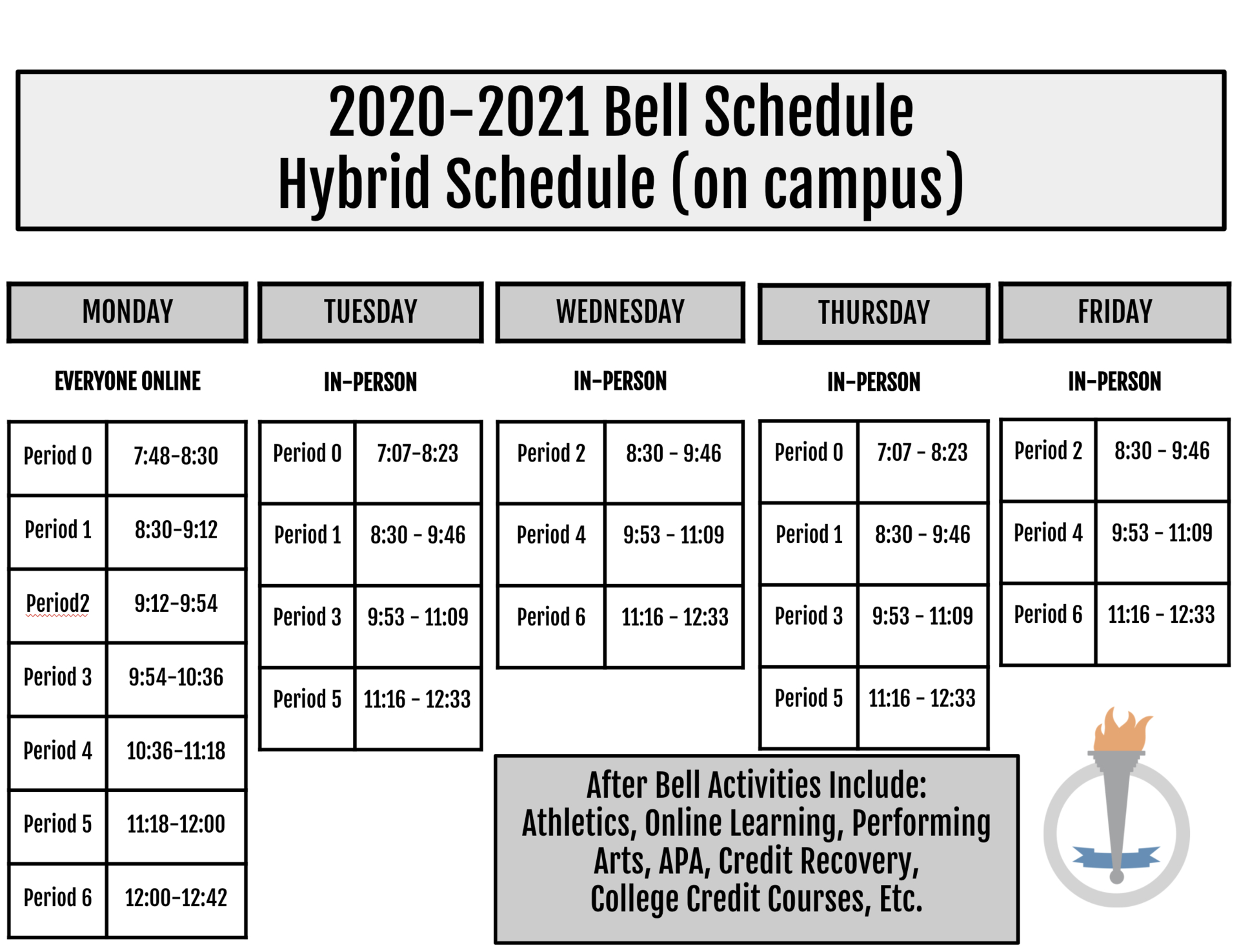 Bell Schedules 2020-2021 - Bell Schedules - Edison High School