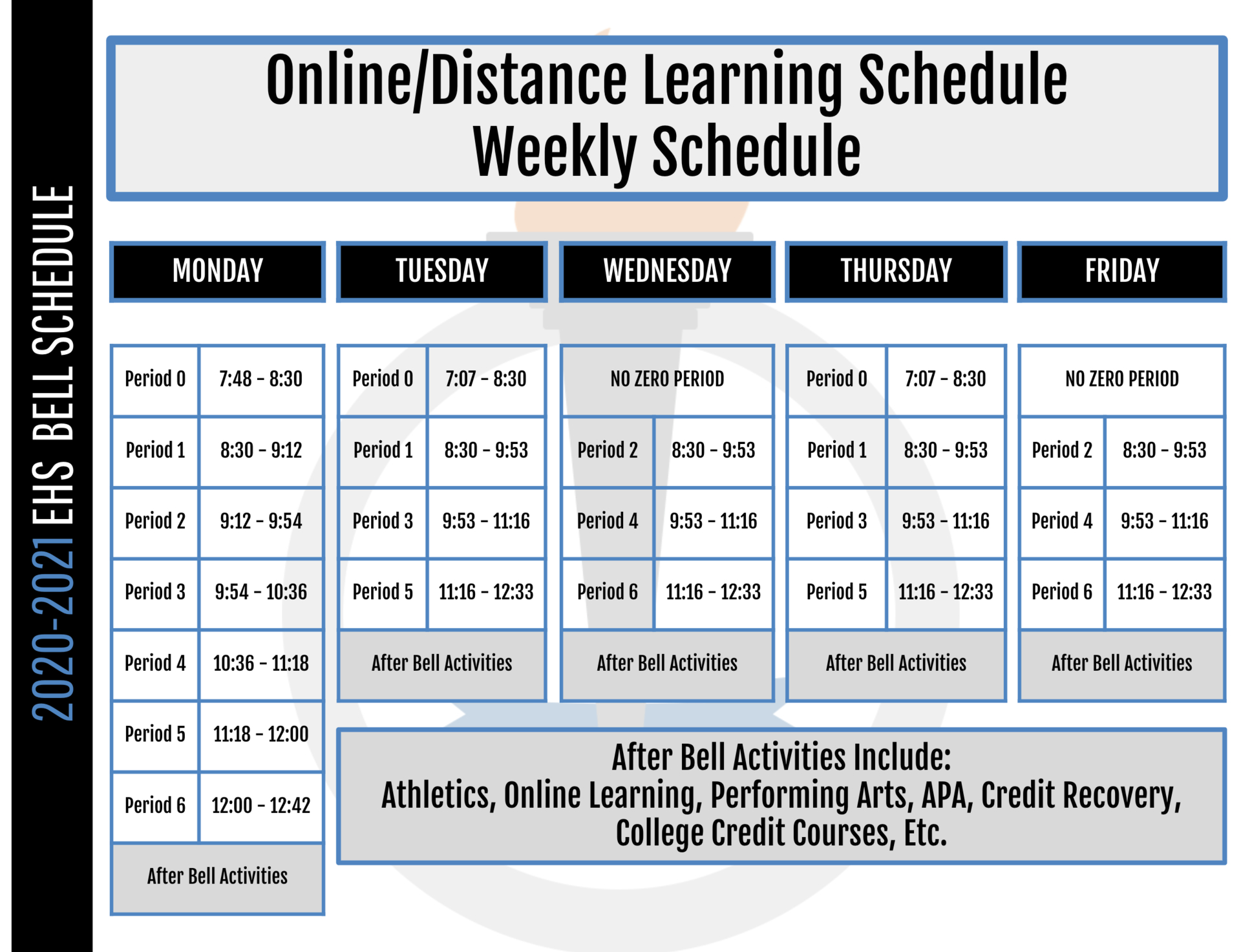 Bell Schedules 2020-2021 - Bell Schedules - Edison High School