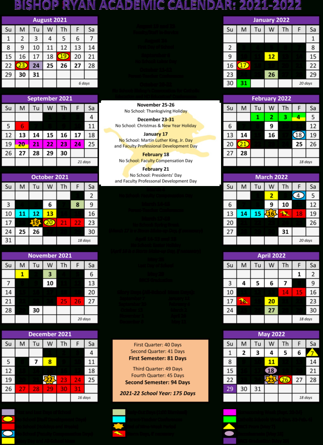 Bishop Ryan Catholic School - 2021-2022 School Calendar