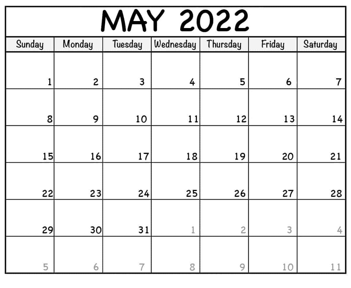 Blank May 2022 Calendar - Printable Calendar Station