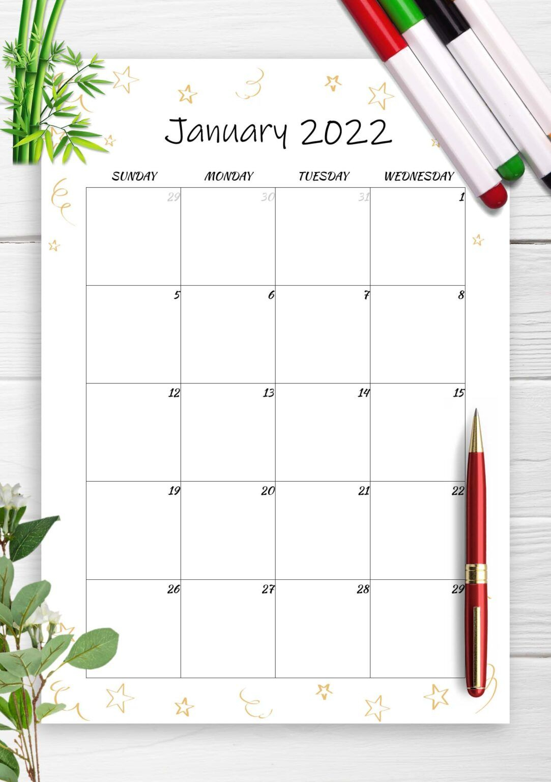 Blank Printable Calendar 2022 Pdf