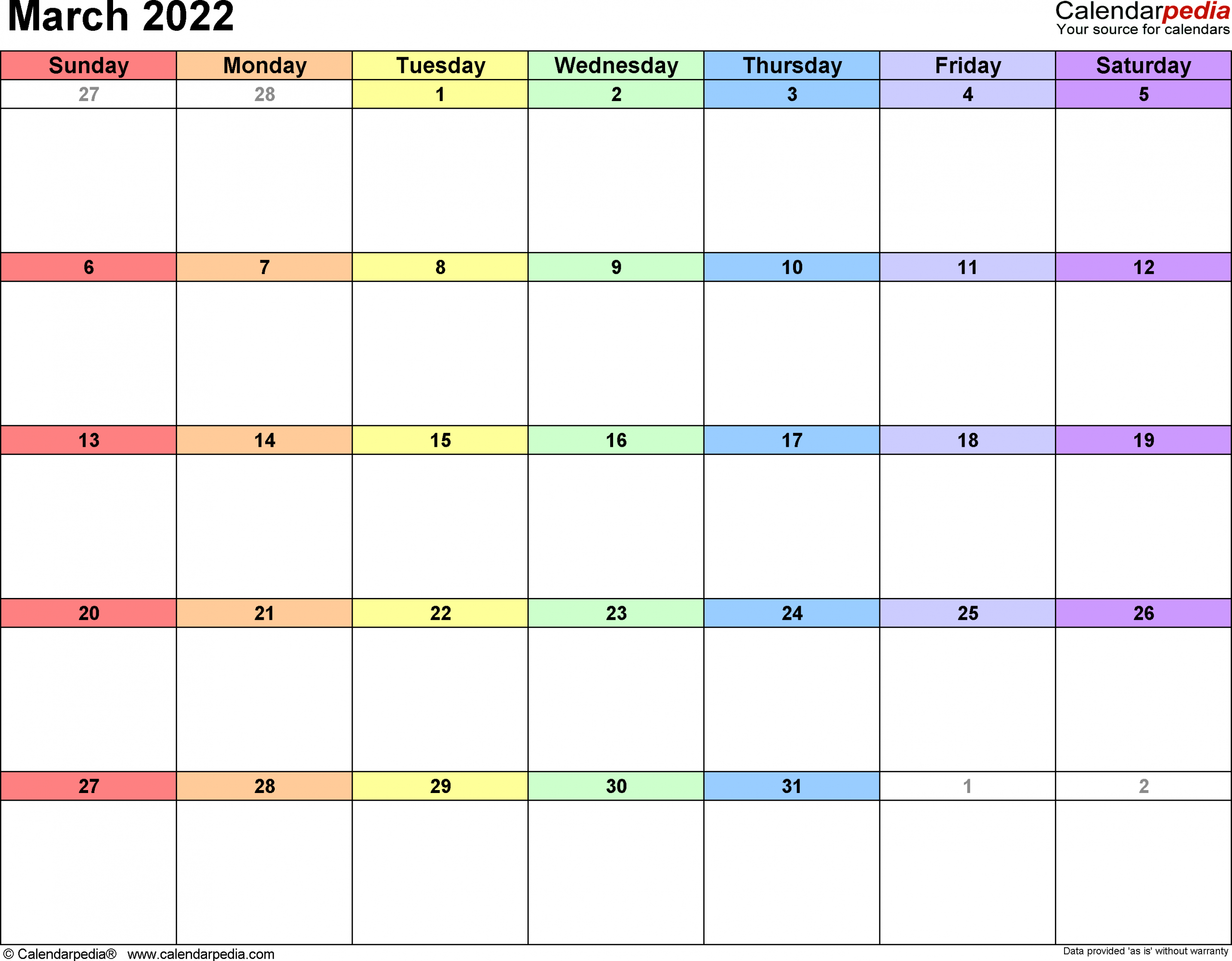 Calendar For March 2022 - Latest News Update