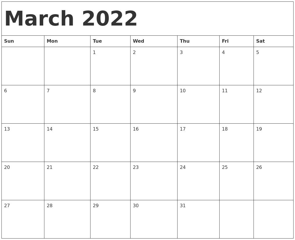 Calendar Template Calendarlabs 2022 | Blank Calendar Printable