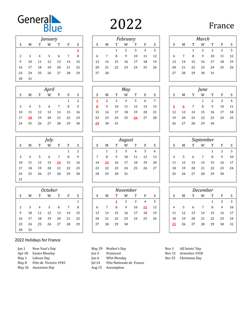 Calendar Week France 2022