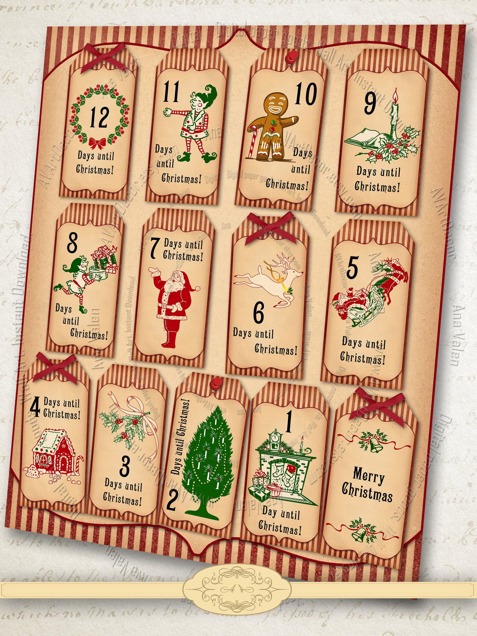 Christmas Countdown Tags Printable Advent Calendar Tags