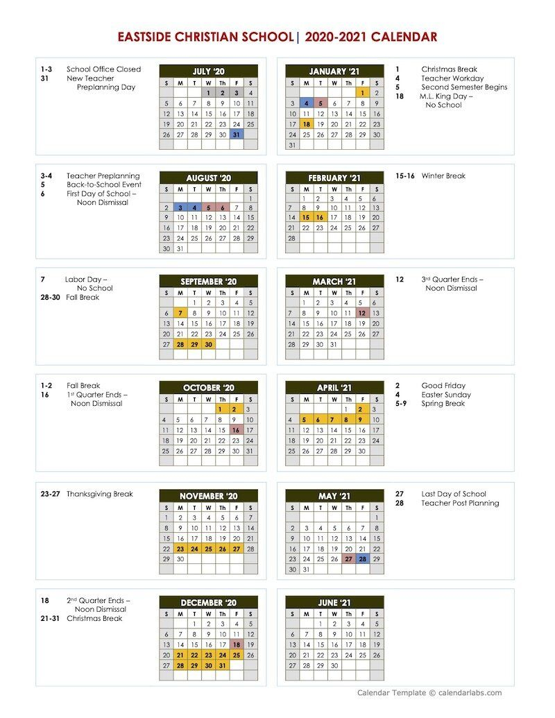 Cobb County School Calendar 2020 2021 | 2021 Printable