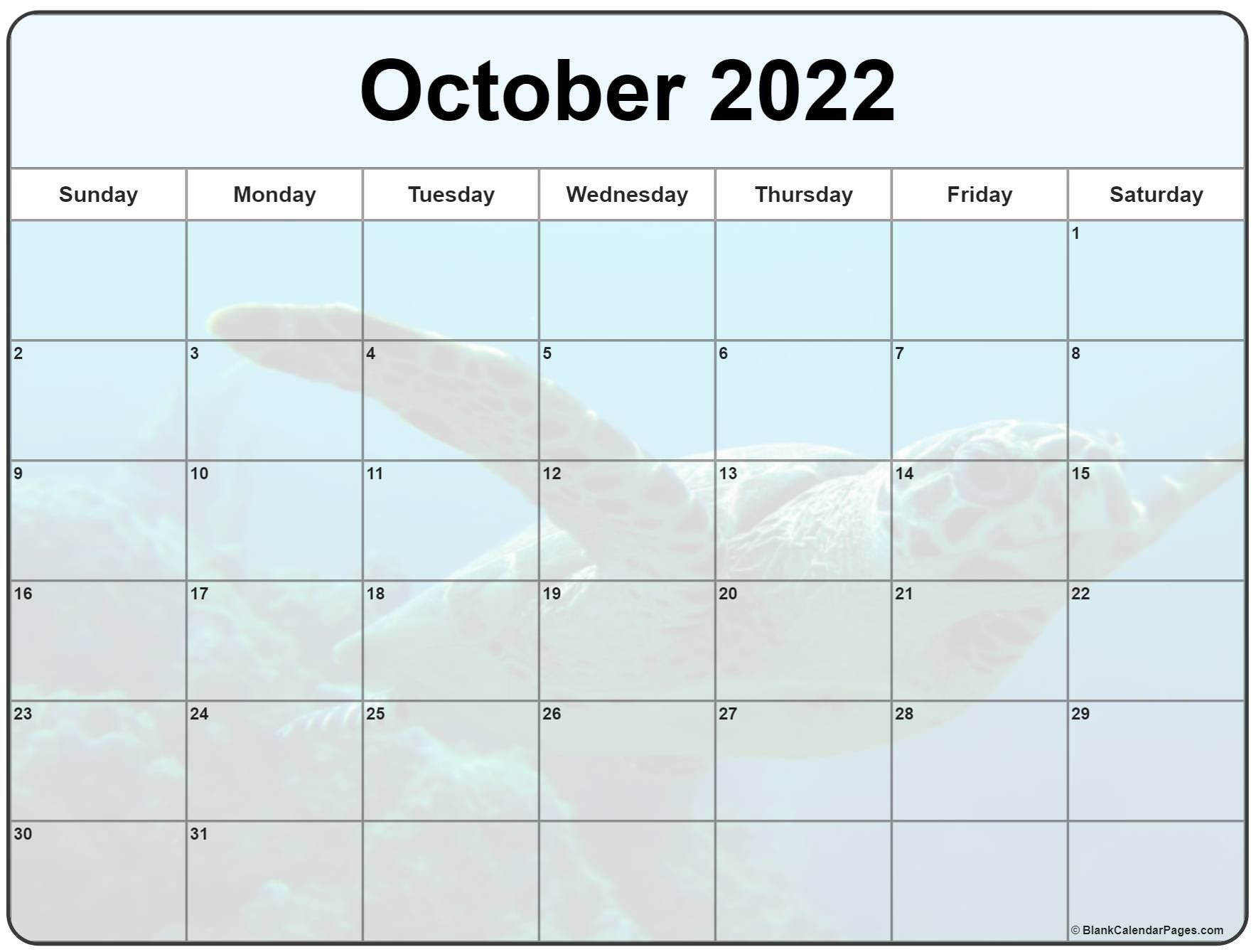 Collection Of October 2022 Photo Calendars With Image Filters.
