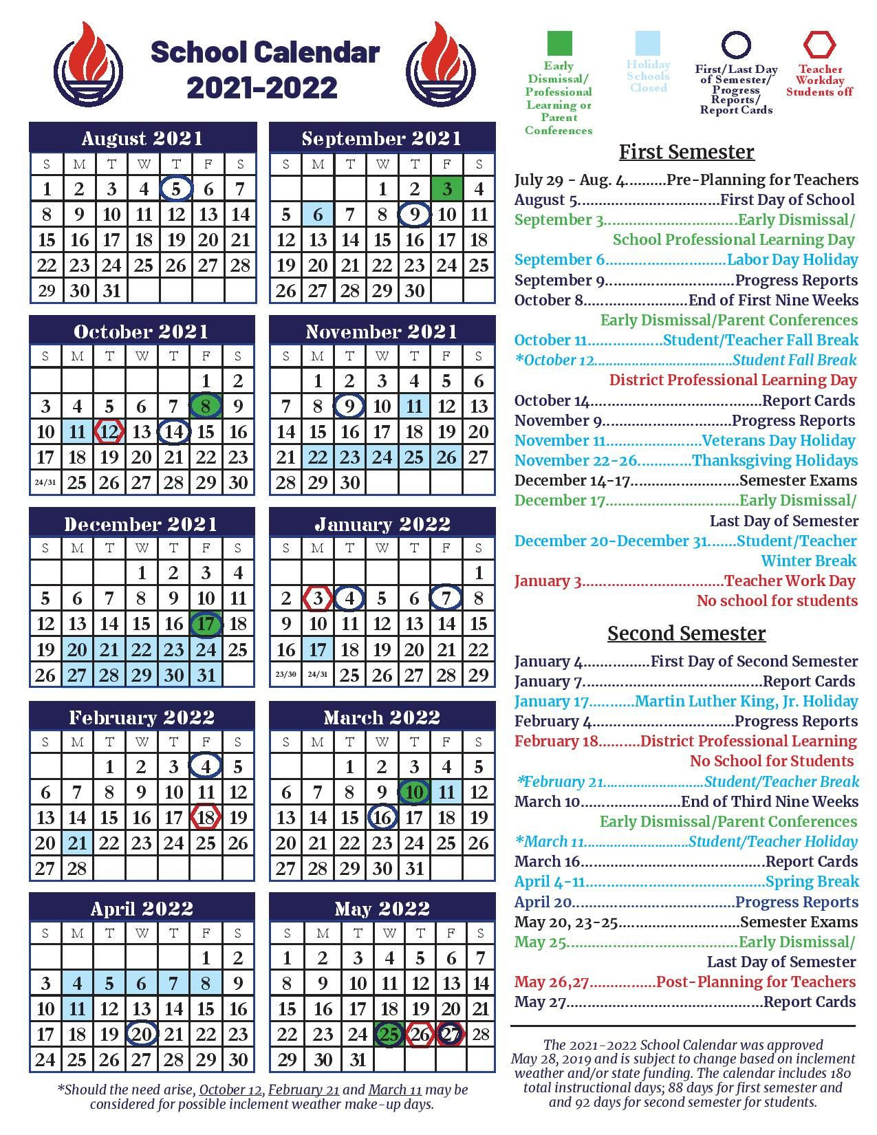Columbia County Schools Calendar 2022-23 - January