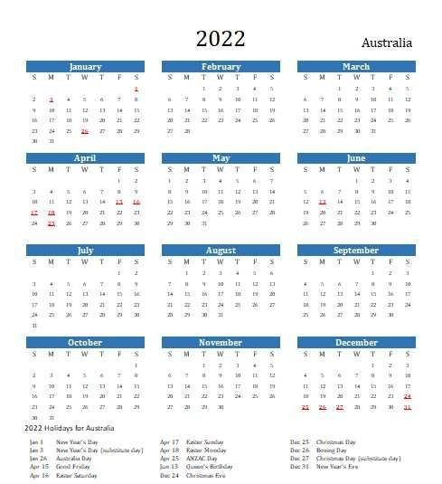Create Your Calendar January 2022 Australia | Get Your