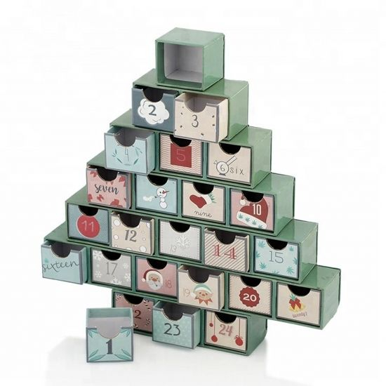 Custom Tree-Shaped Advent Calendar Box For Chirstmas