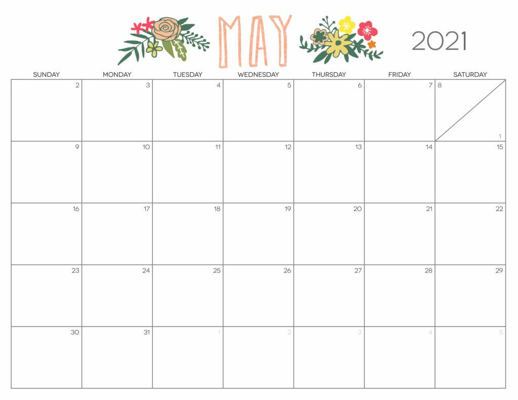 Cute May 2022 Calendar Printable - Floral Designs