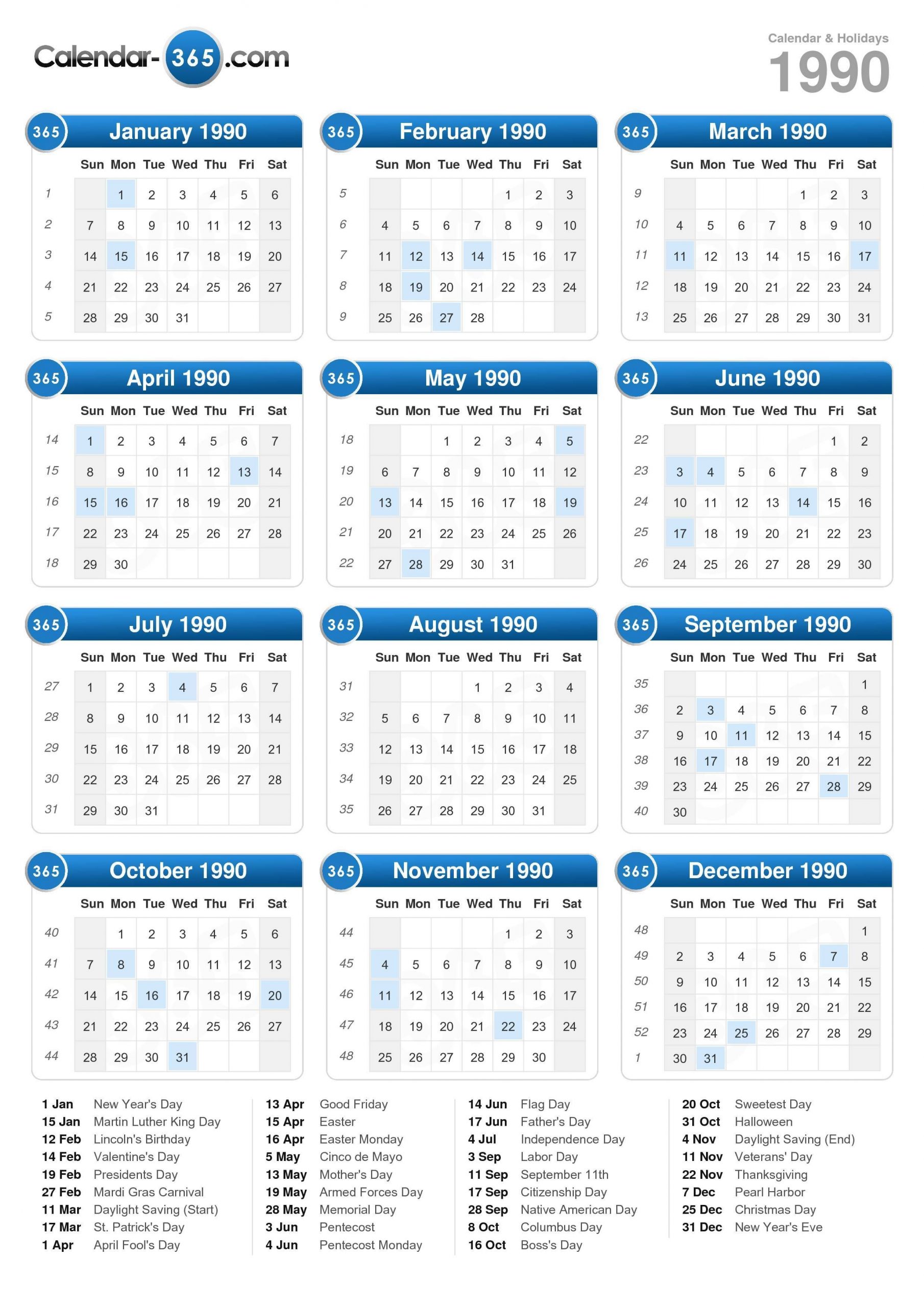 Daily Sheet Calendar 1990 2022 [Google Sheet 5Mb