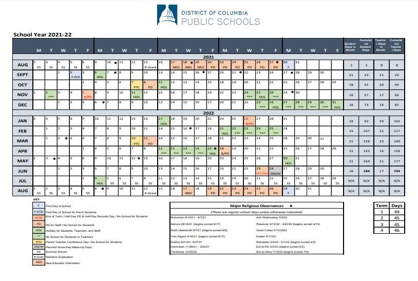 Dcps Calendar — Hyde Addison Elementary School
