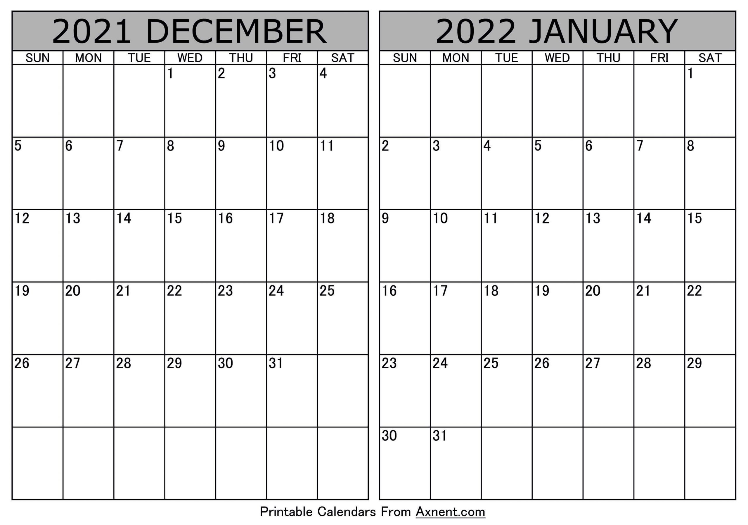 December 2022 And January 2022 Calendar Excel