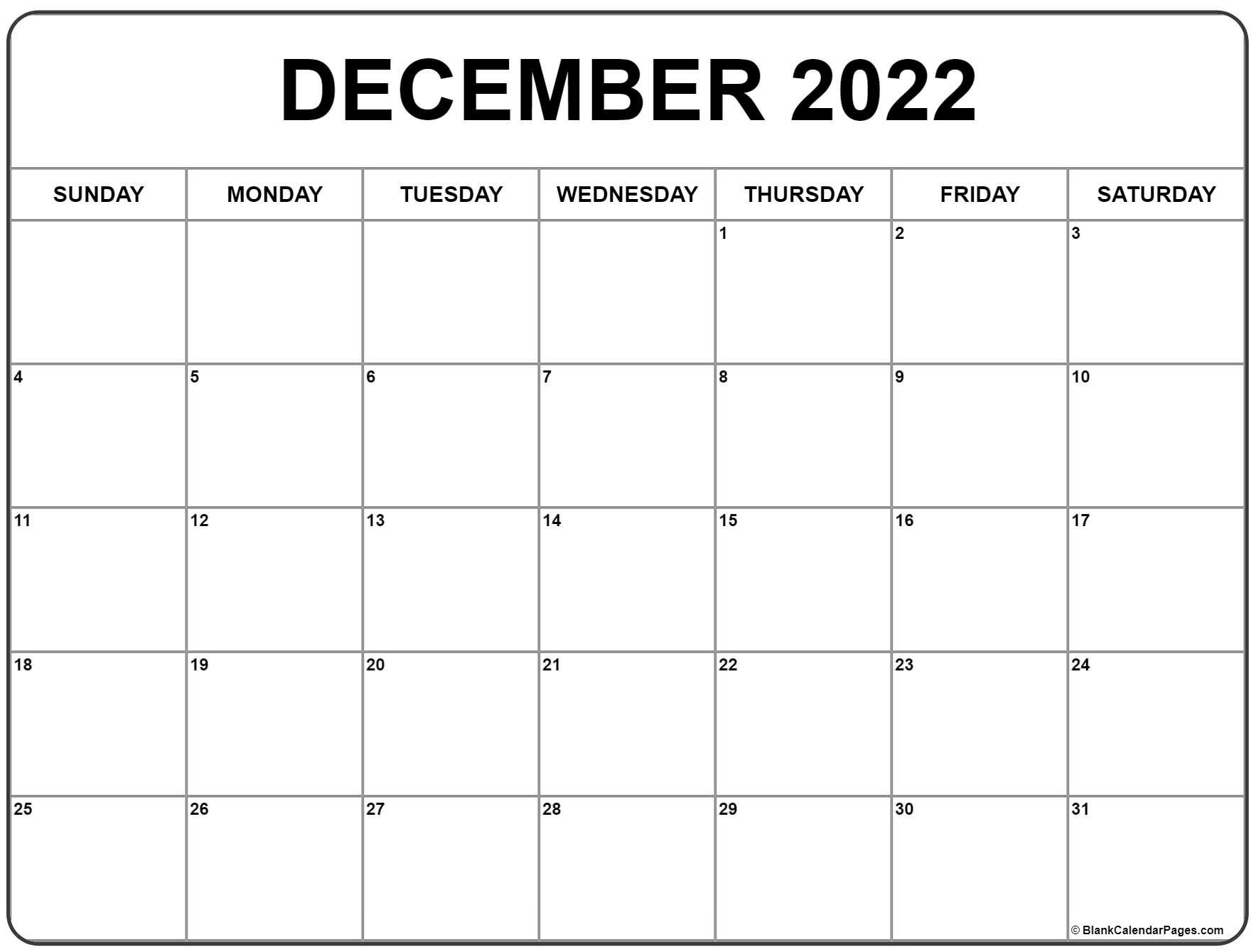 December 2022 Calendar | Free Printable Calendar Templates