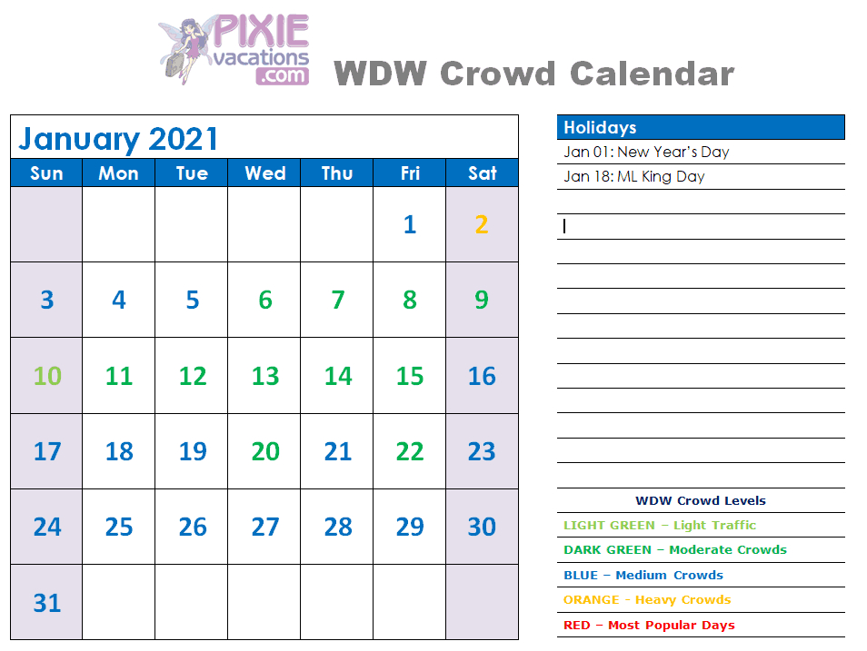 Disneyworld Crowd Calendar 2021 - United States Map