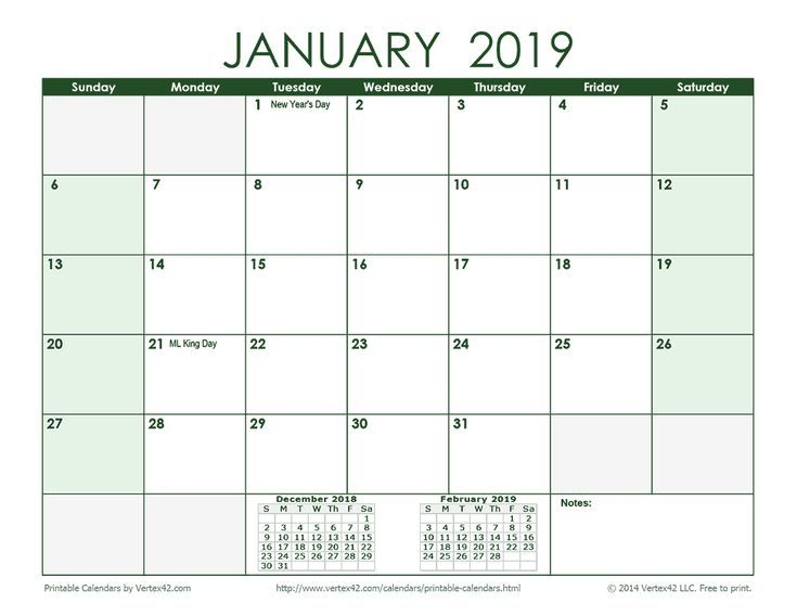 Download A Free 2019 Monthly Calendar - Green From