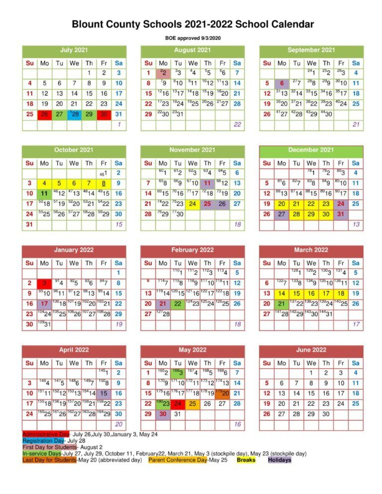 😍 Blount County Schools Calendar 2021- 2022😍