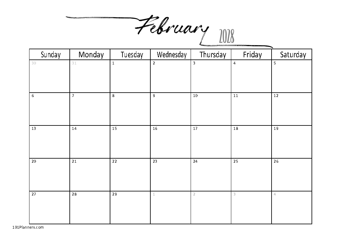 February 2022 Calendar | Fee Customizable Printable