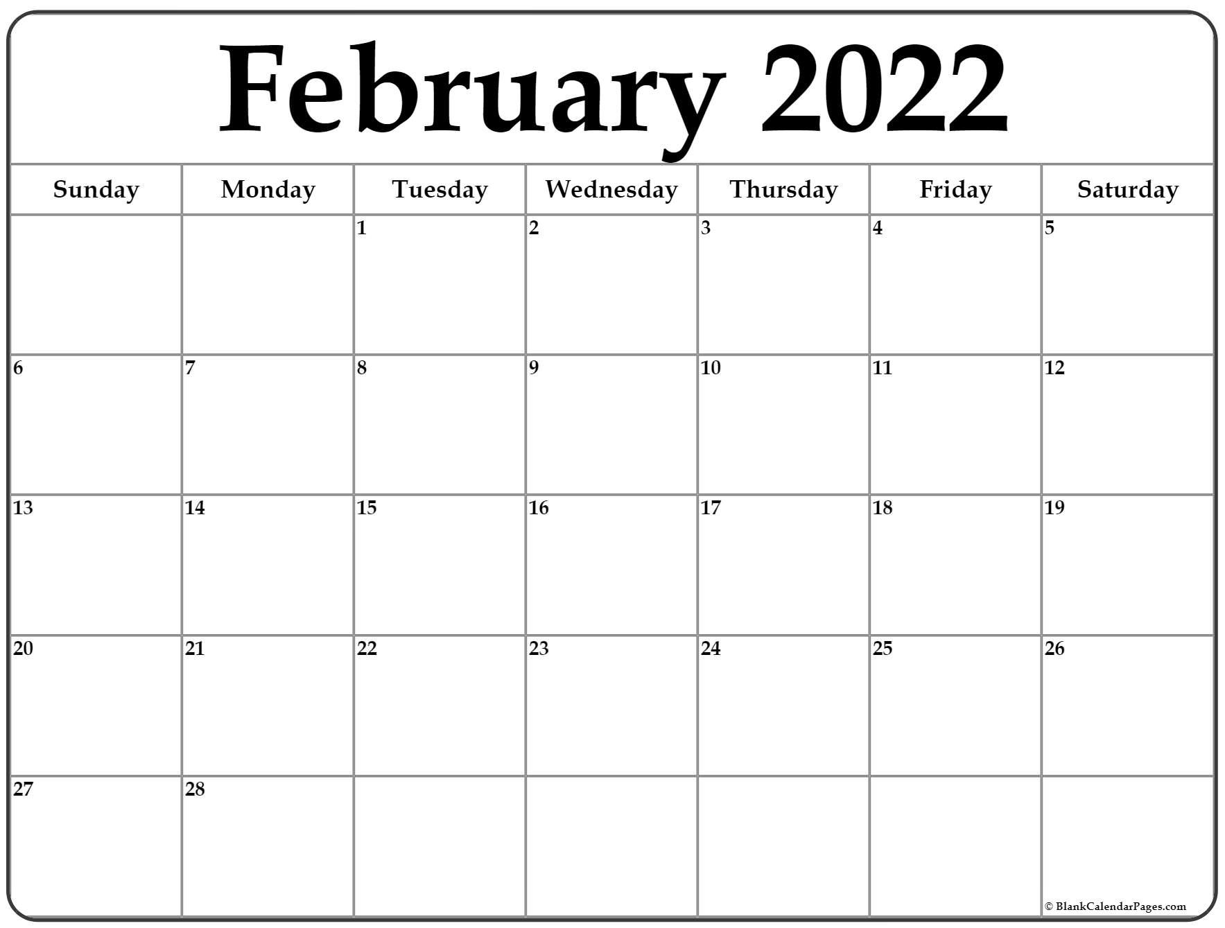 February 2022 Calendar | Free Printable Calendar Templates