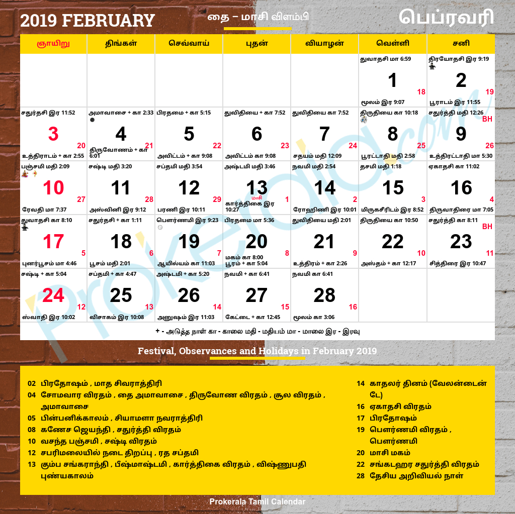 February 2022 Calendar Hindi