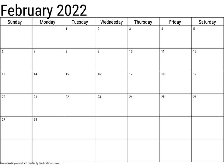 February 2022 Calendar Template In 2021 | January Calendar
