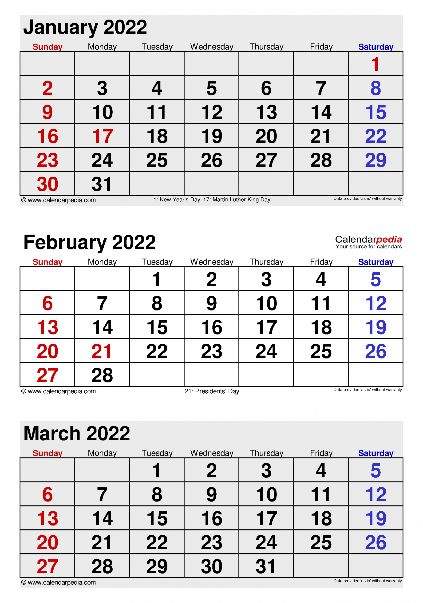February 2022 Calendar | Templates For Word, Excel And Pdf