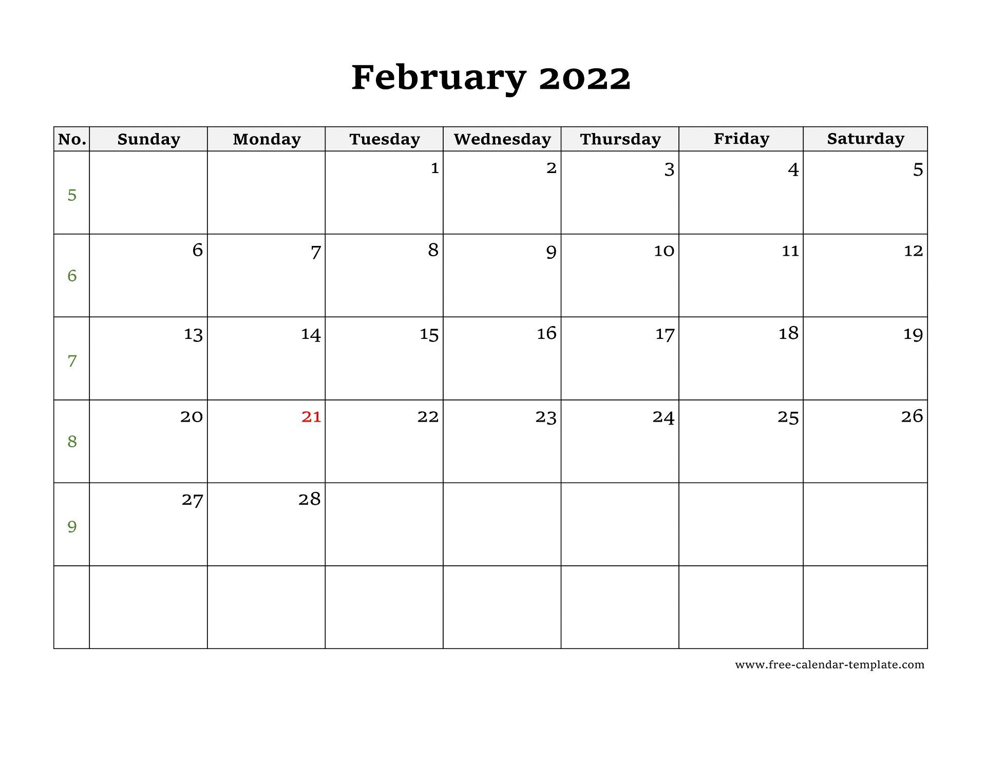 February 2022 Free Calendar Tempplate | Free-Calendar