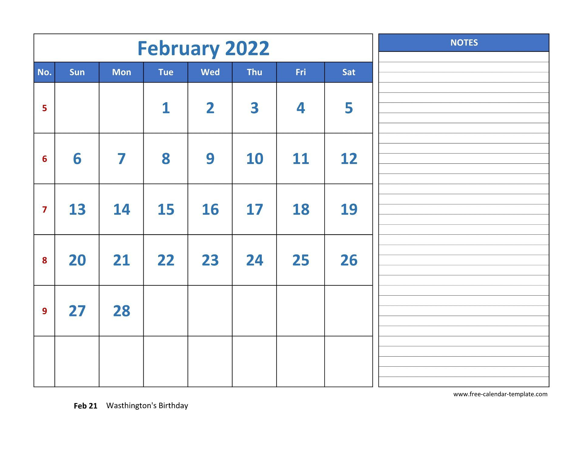 February 2022 Free Calendar Tempplate | Free-Calendar