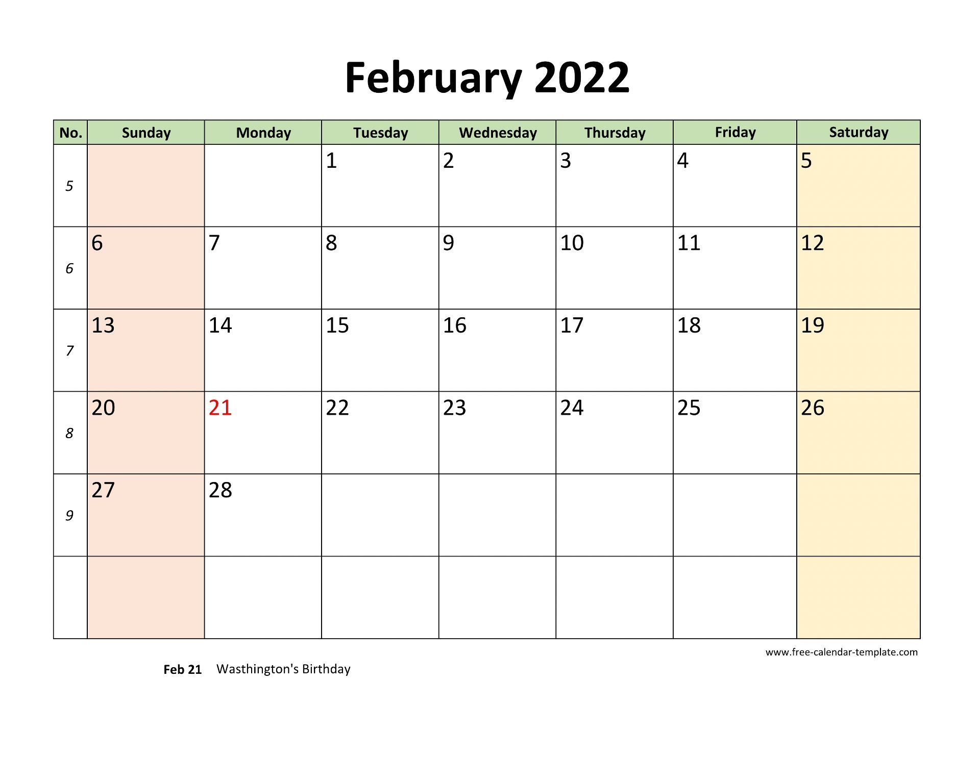 February 2022 Free Calendar Tempplate | Free-Calendar