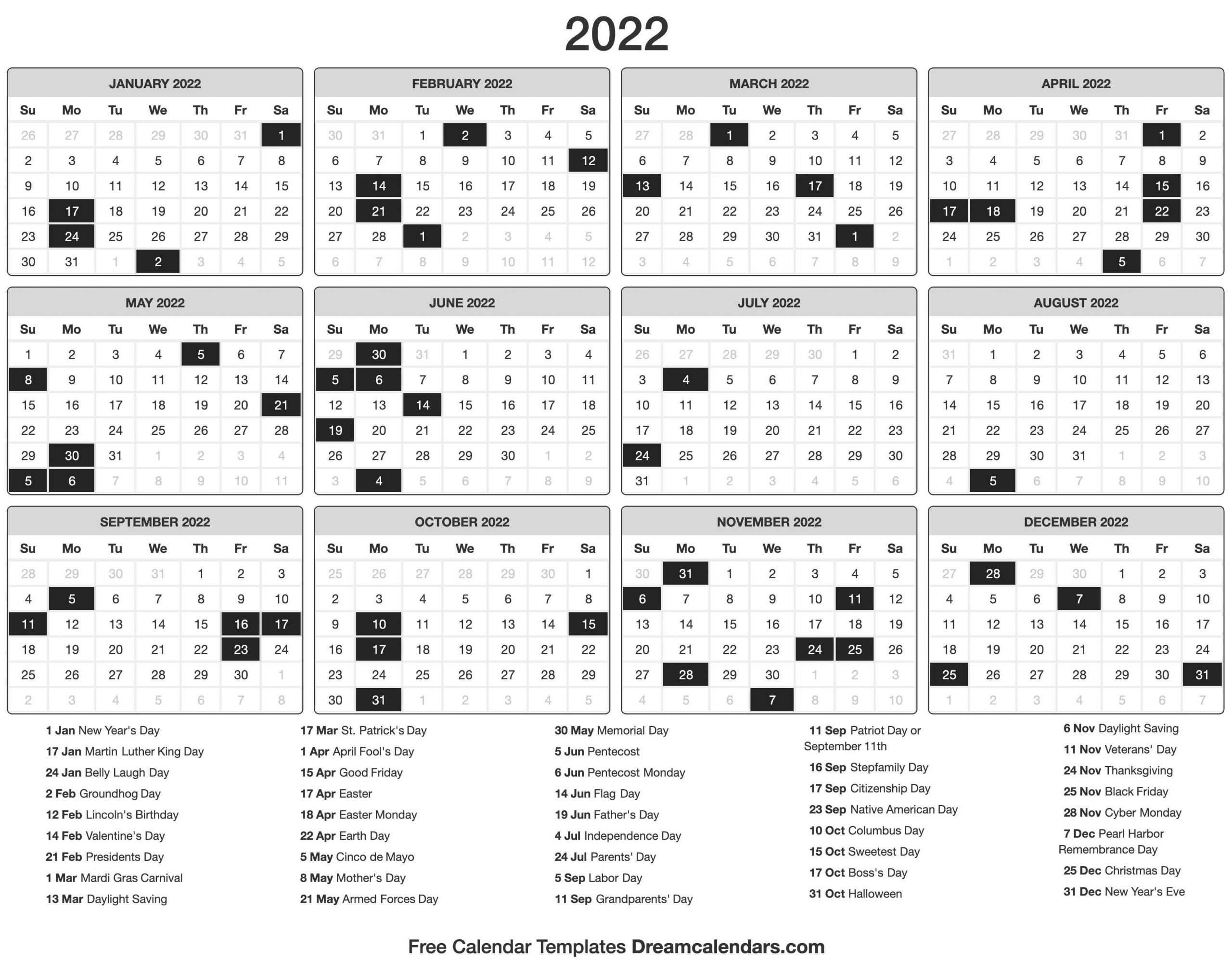 February 2022 Full Moon Calendar Free Printable Template