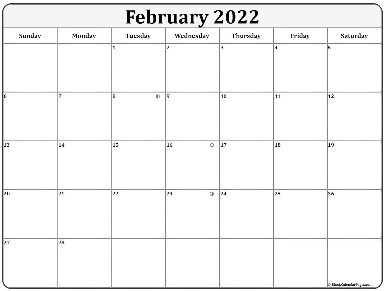 February 2022 Lunar Calendar | Moon Phase Calendar