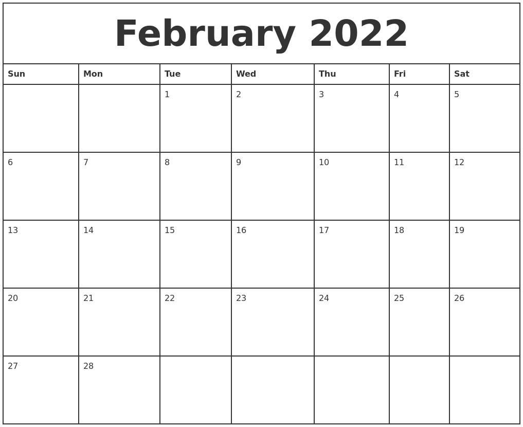 Perfect Calendar Month Of Feb 2022