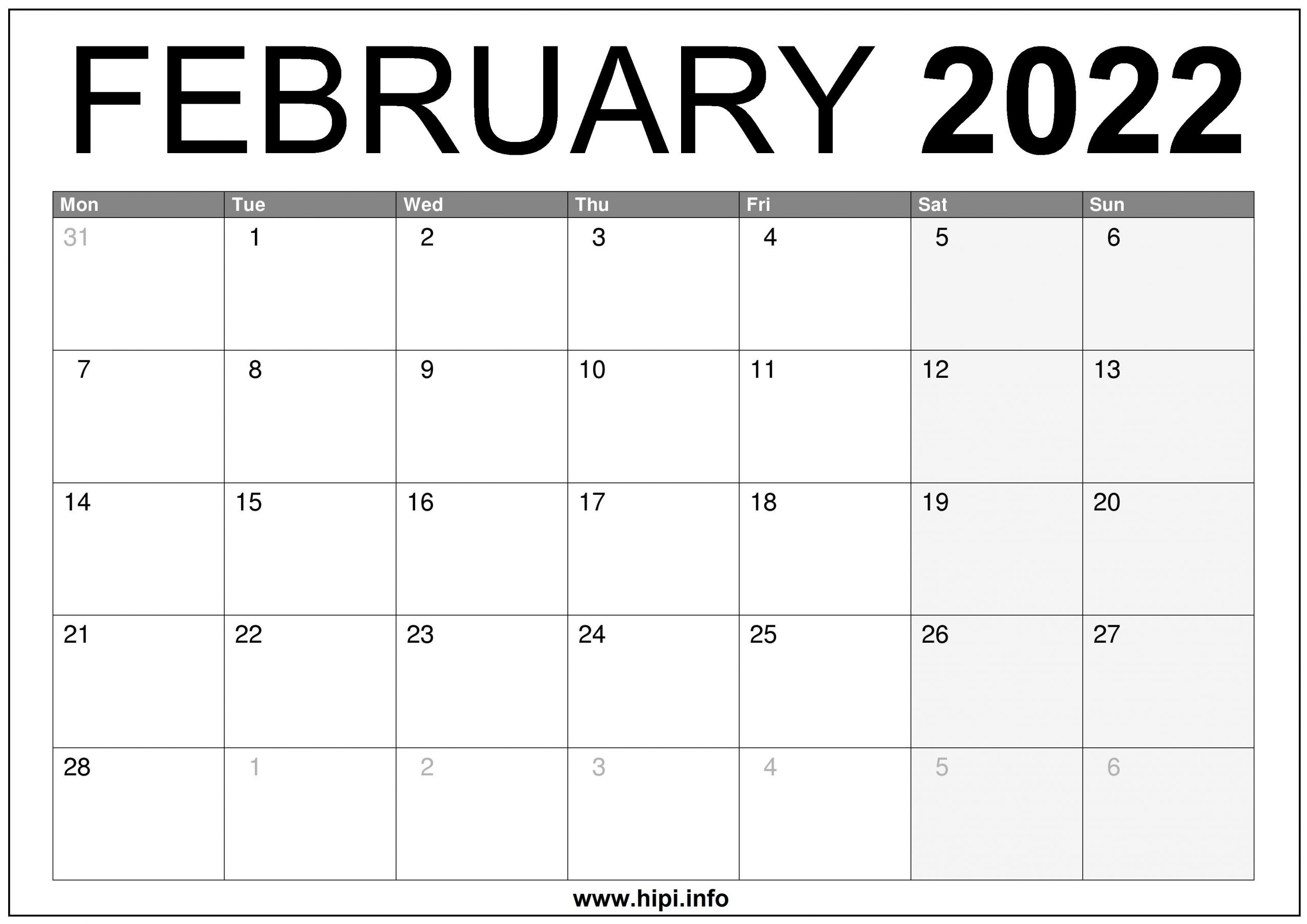 February 2022 Uk Calendar Printable - Free Download - Hipi