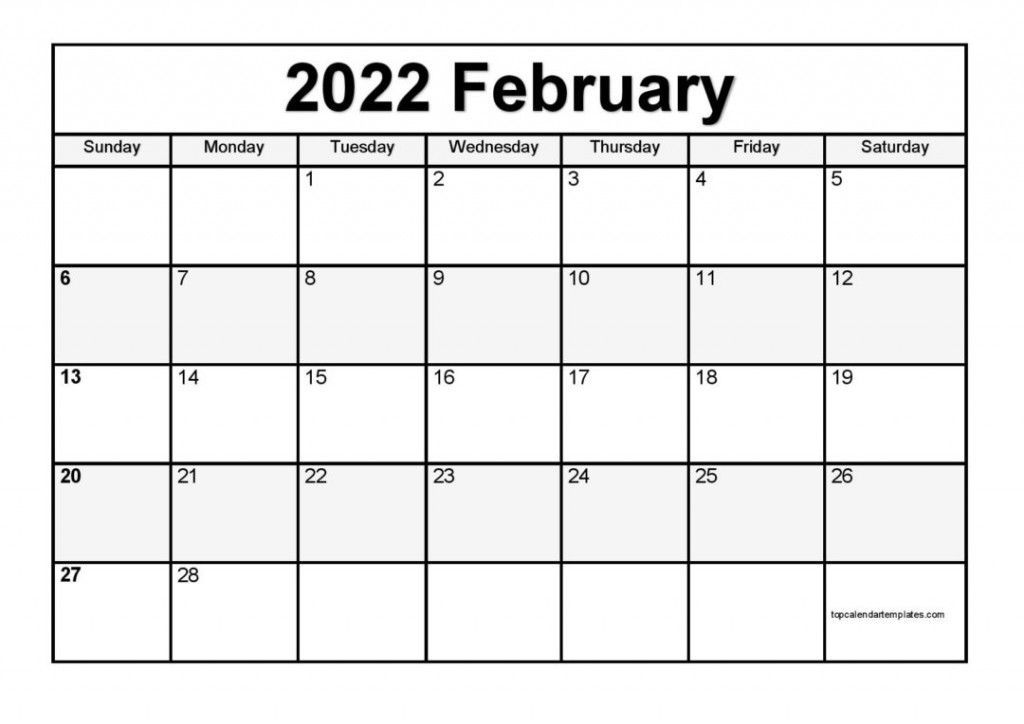 February Printable 2022 Calendar | 2022 Printable Calendars
