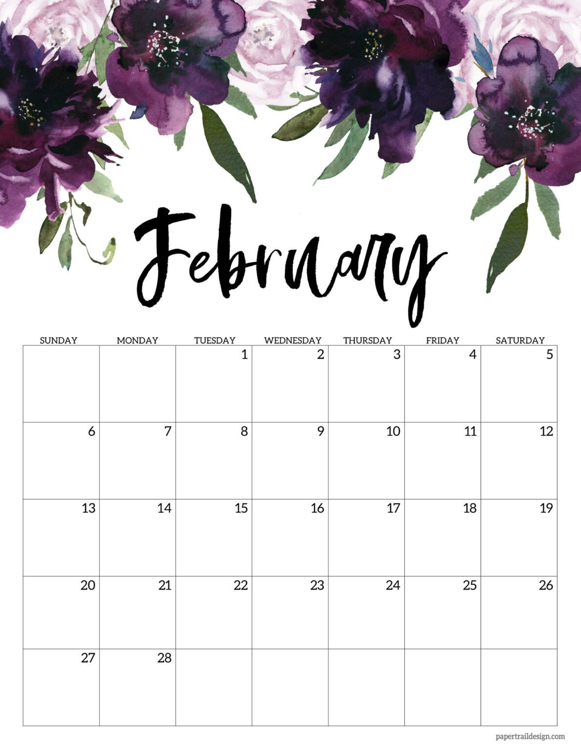 Free 2022 Calendar Printable - Floral - Paper Trail Design