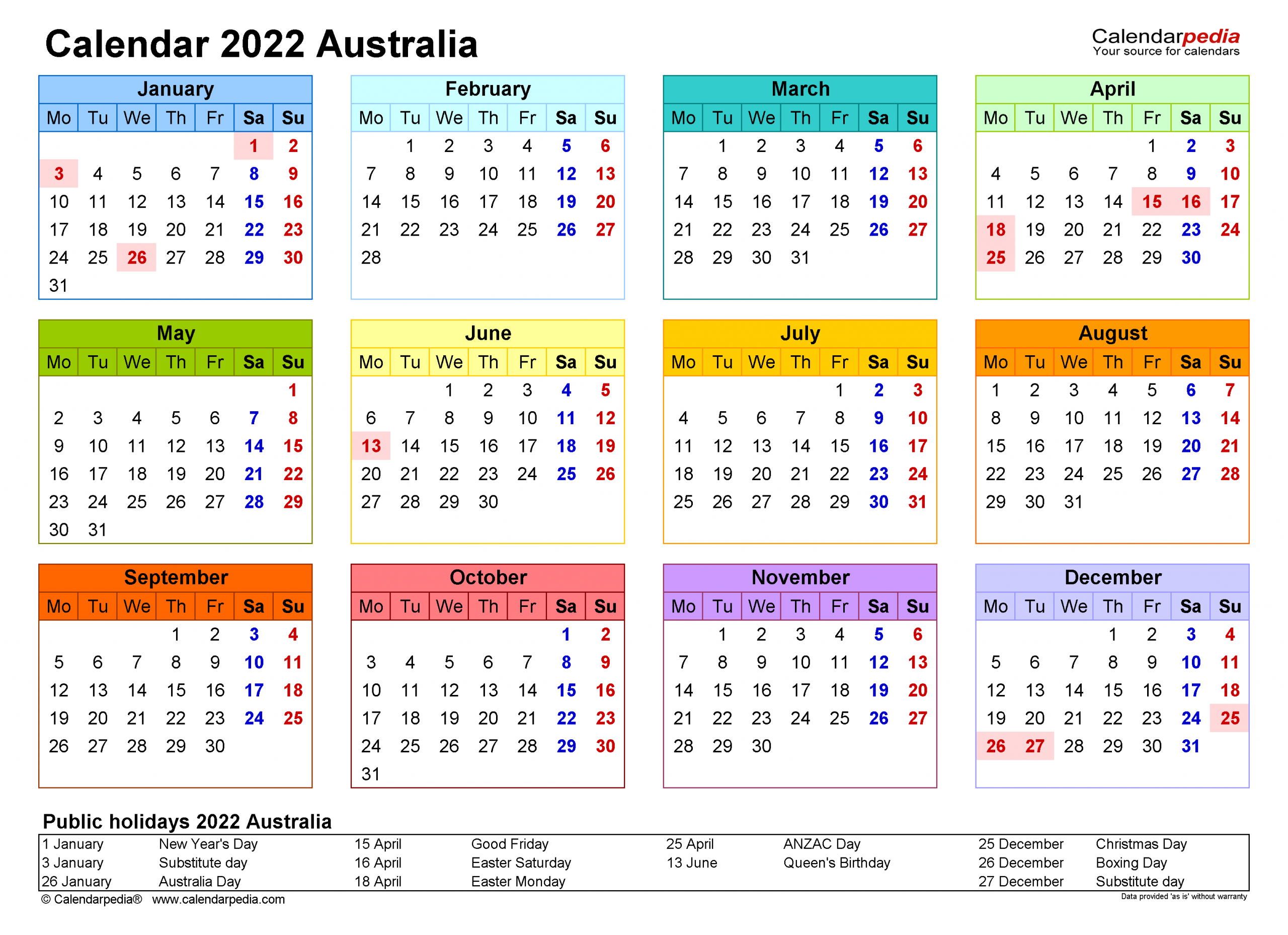 Free 2022 Calendar Qld