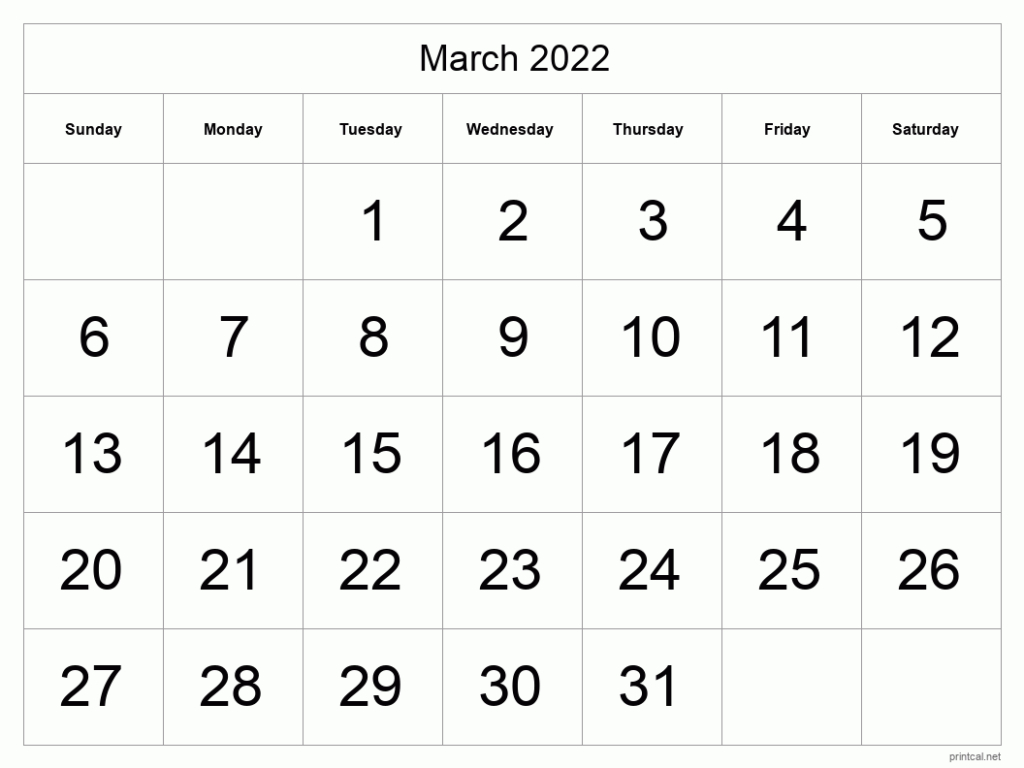 Free 25+ Monthly March 2022 Calendar Printable Pdf Word Excel