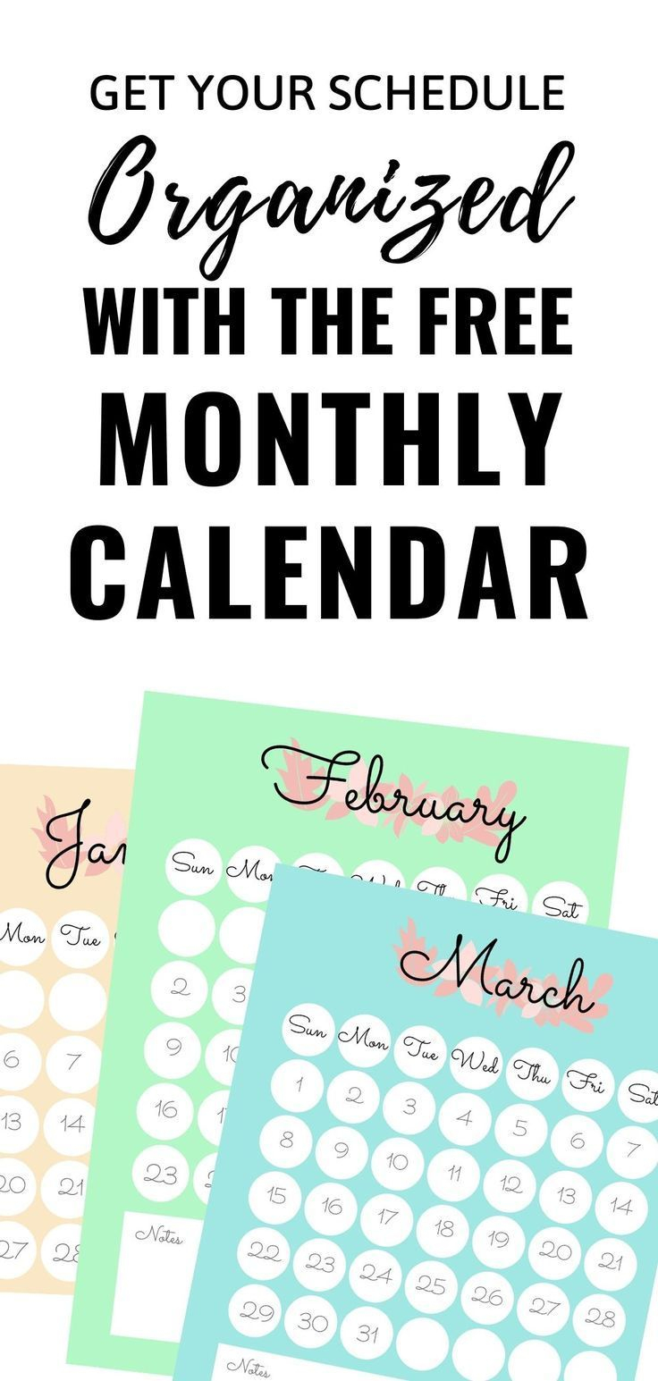 Free Monthly Calendar 2020 Printable In 2020 | Free