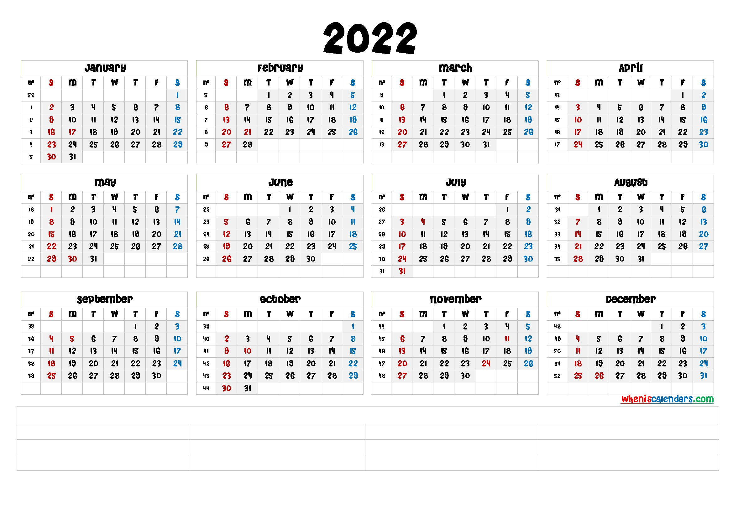 The Free Monthly Calendar Template For 2022