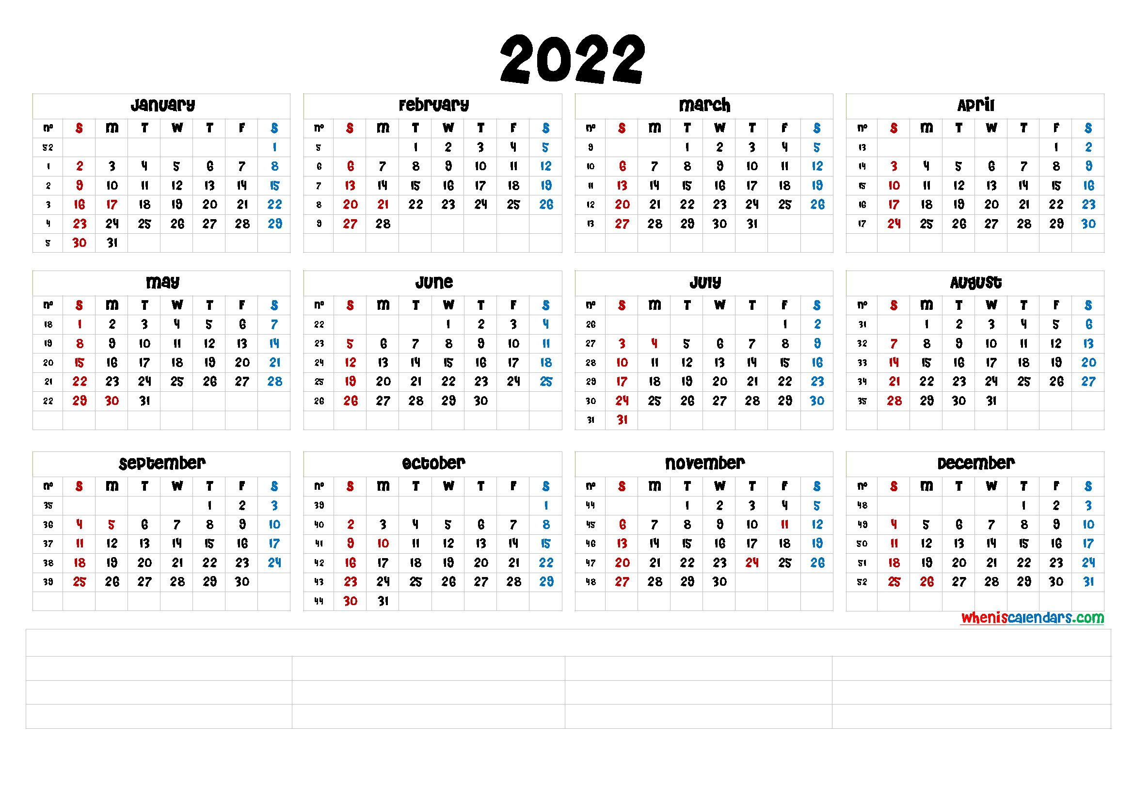 Free Printable 2022 Calendar By Month (6 Templates) - Free