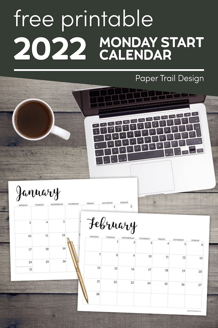 Free Printable 2022 Calendar - Monday Start - Paper Trail