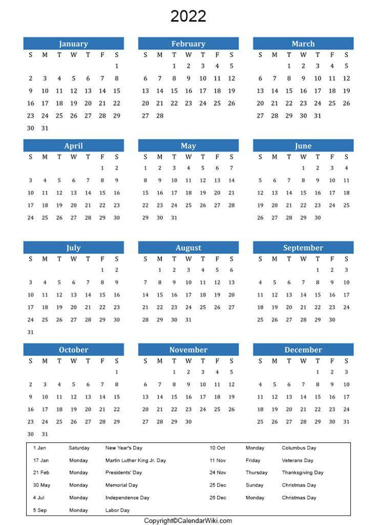 Free Printable 2022 Calendar With Indian Holidays