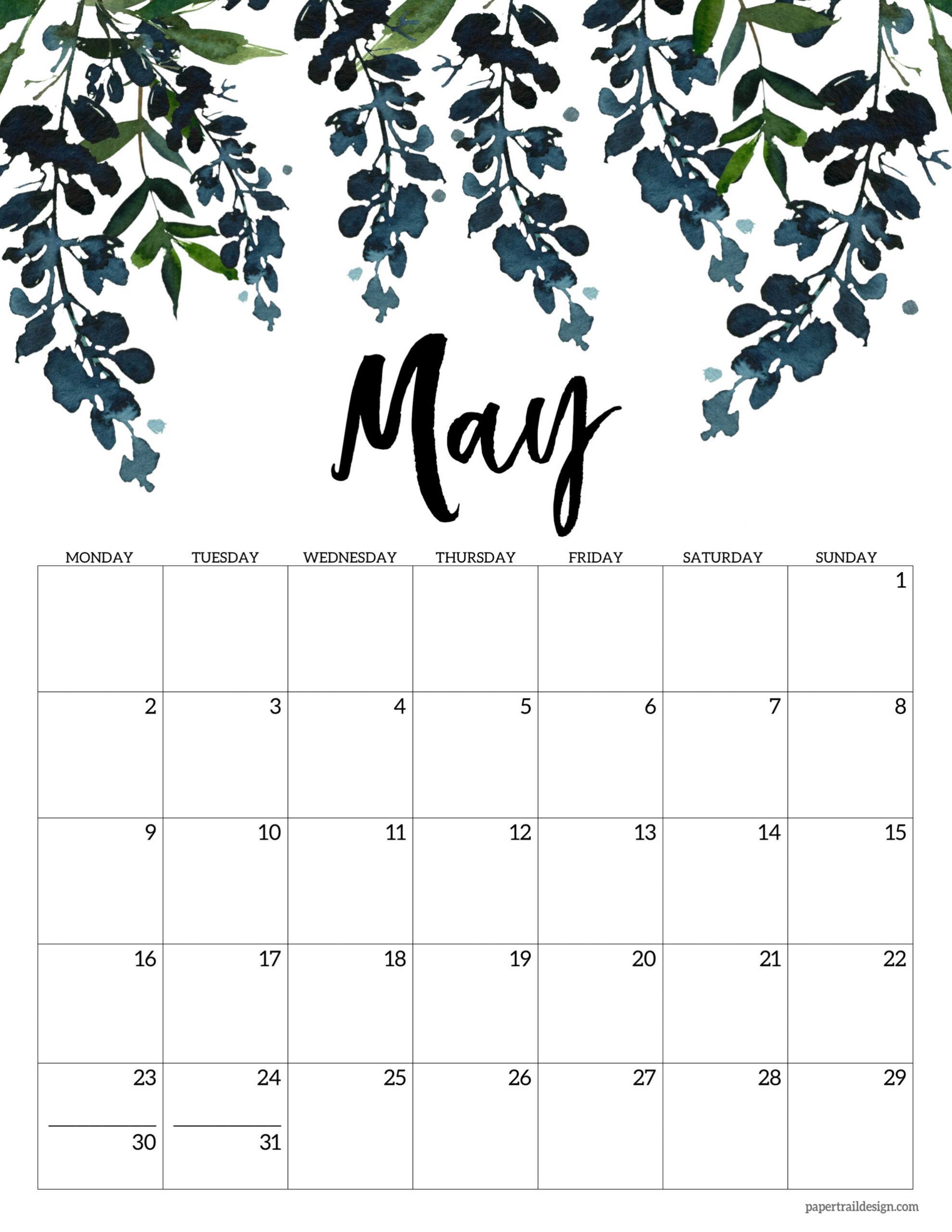 Free Printable 2022 Floral Calendar - Monday Start | Paper