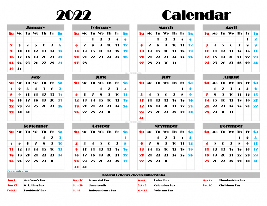 Free Printable Calendar Templates 2022 Pdf, Png