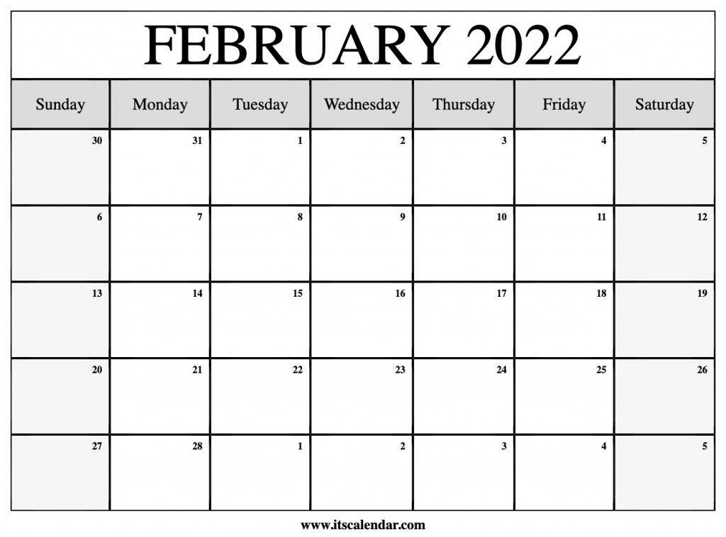 Free Printable February 2022 Calendar | 2022 Printable