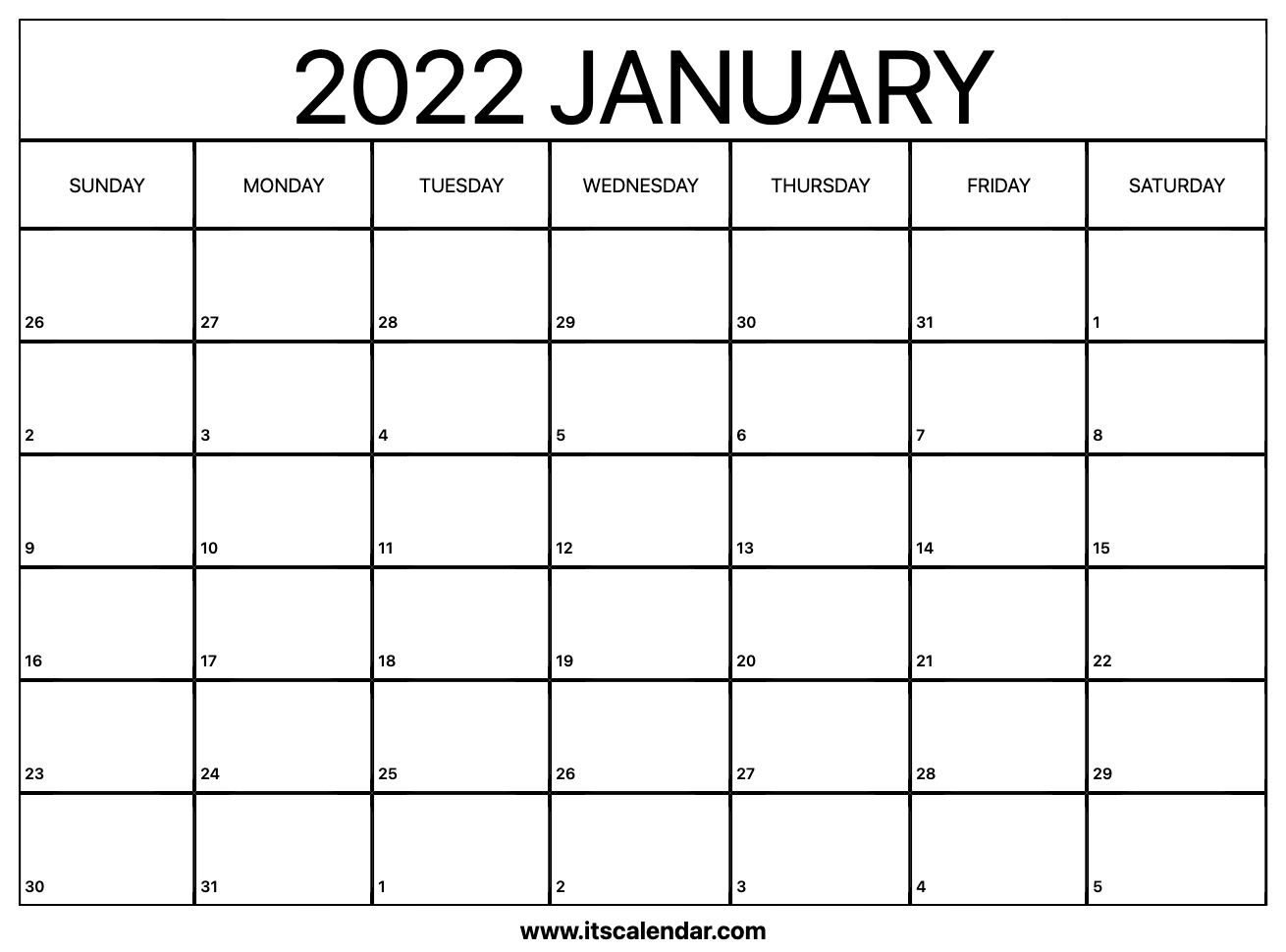 How to Blank Calendar January To December 2022