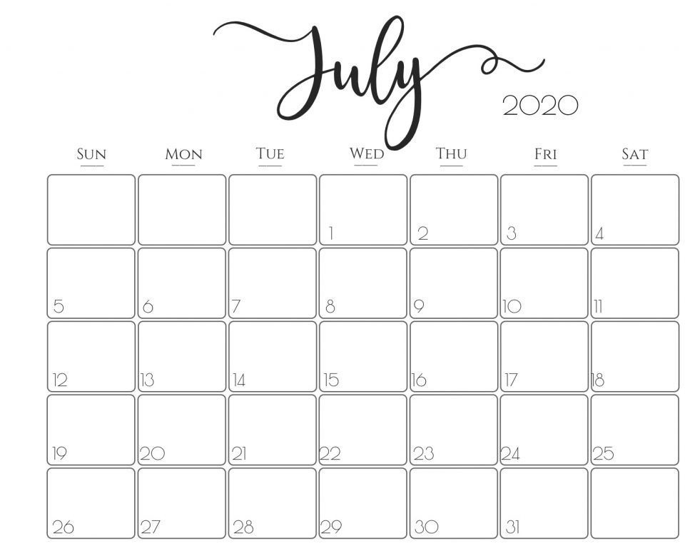 Free Printable July 2020 Calendar Template | Printable
