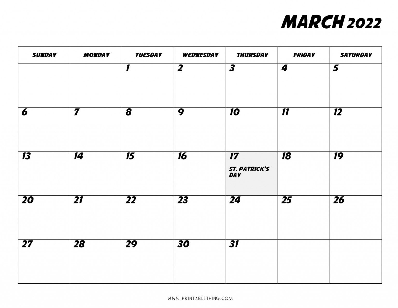 Free Printable March 2022 Calendar Kids | Printable